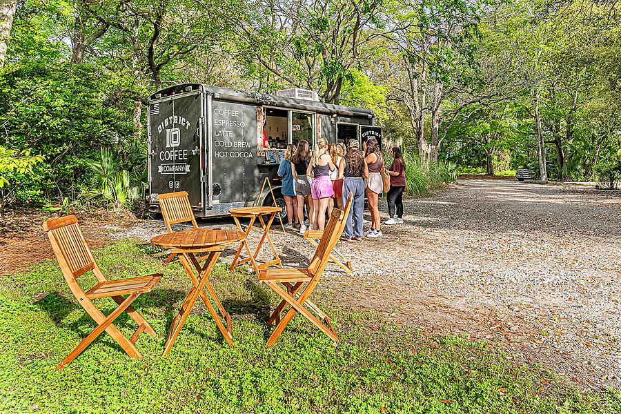 Food truck park with seating